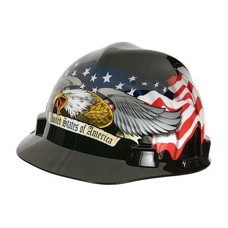 Msa Safety American Freedom Series V-Gard Slotted Protective Cap, American Eagle 10079479